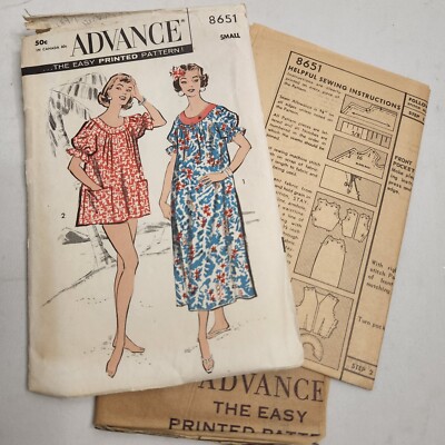 Vintage pattern ADVANCE 8651 Woman's MuuMuu SZ Small Bust