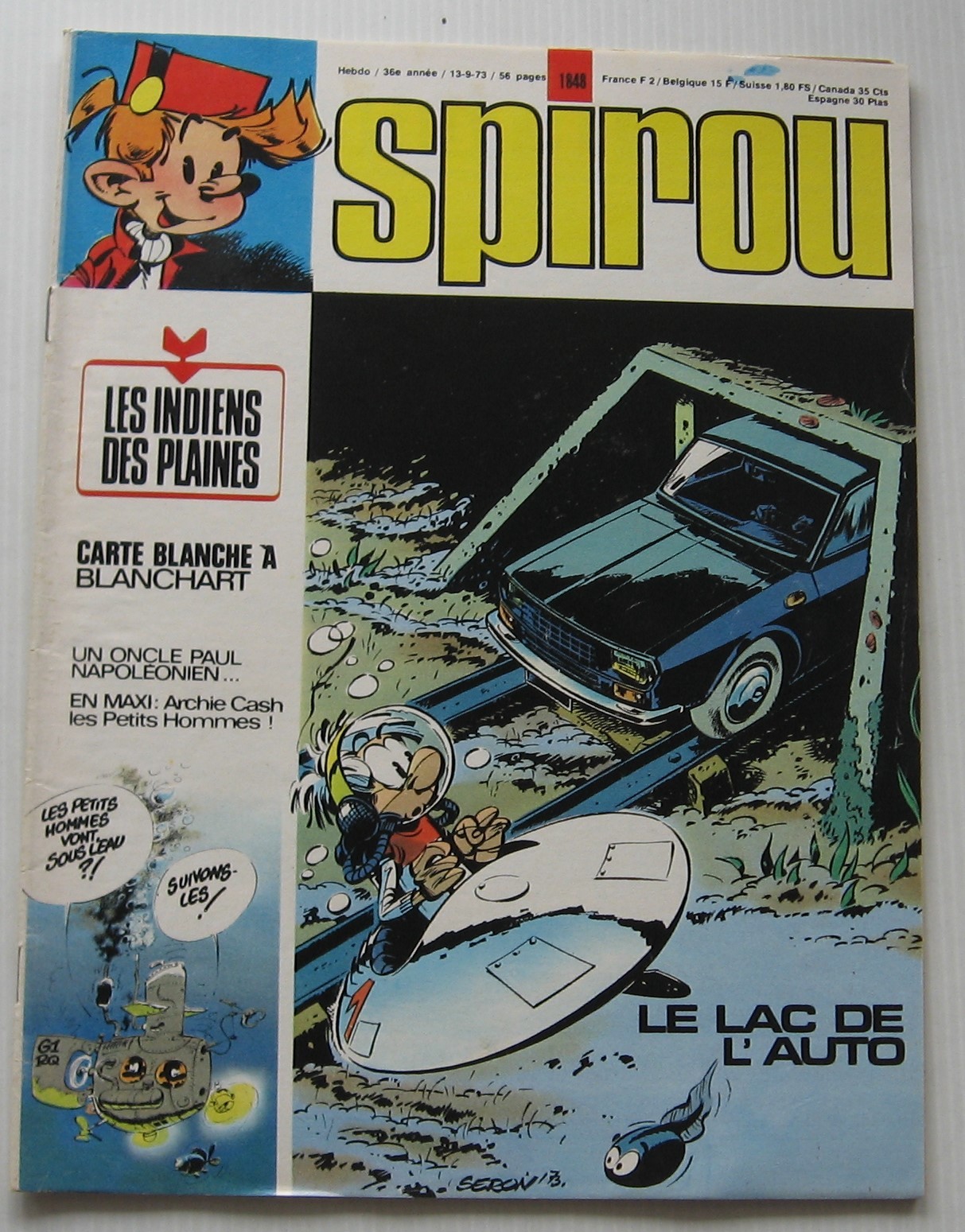 Spirou Journal No. 1848 with the Plains Indians 1973 Good Condition