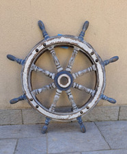 TIMONE LEGNO ø 63 Cm. ANTICATO A MANO EFFETTO VINTAGE ARREDO MARE IDEA REGALO