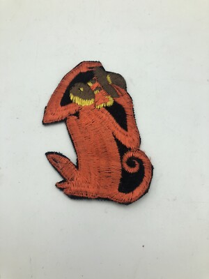 Vtg Orange Monkey Embroidered Patch Monkey Animal Zoo Embroidered Sew On