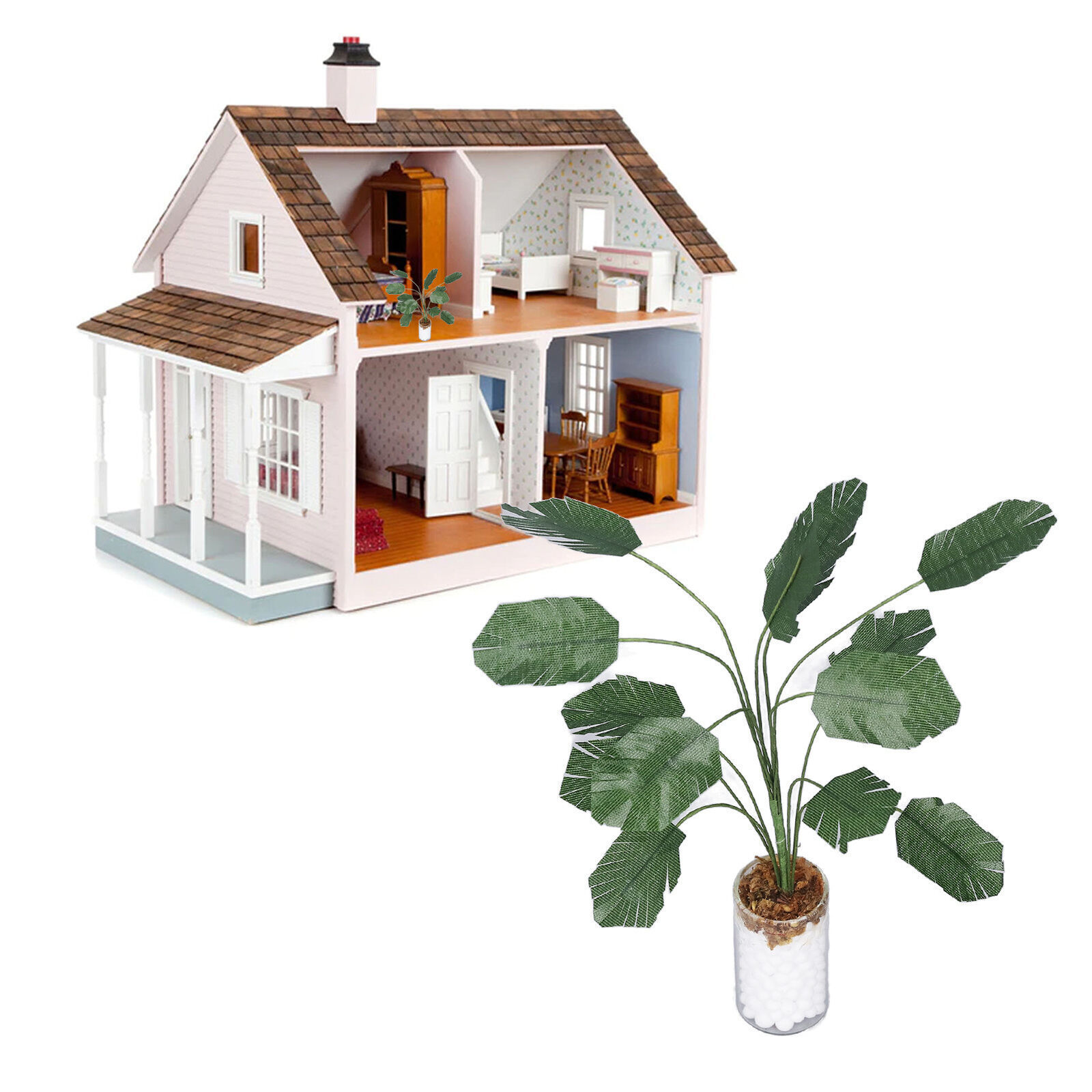 1:12 Miniature Dollhouse Plants Vivid Banana Tree Simulation Bonsai Plant