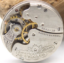 1900 WALTHAM POCKET WATCH MOVEMENT 9682139 GRADE: SEASIDE 0s 15j PN