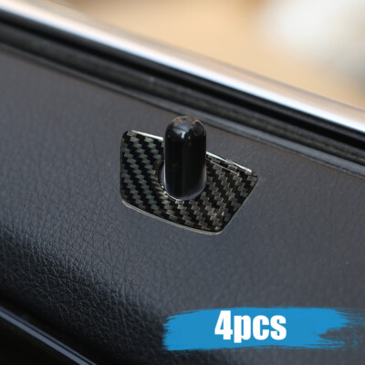 4x Carbon Fiber Interior Door Lock Pin Covers Decor Trim For BMW 1 7 3 5 X1 New