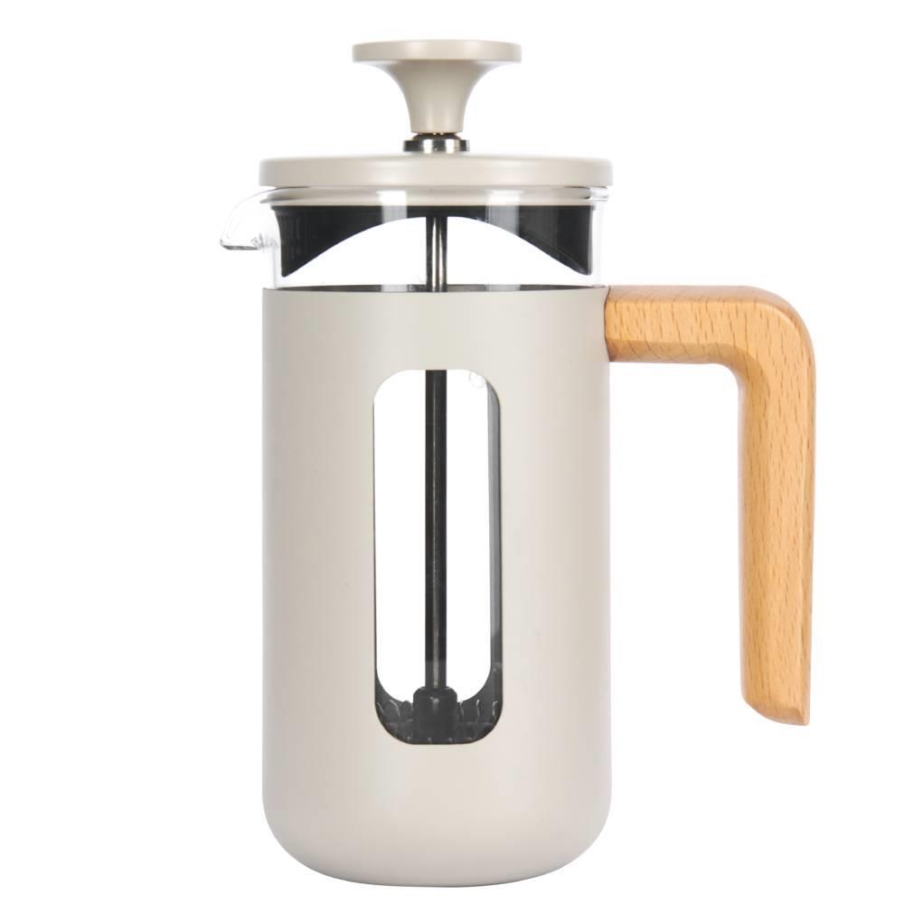 La Cafetière Pisa 3 Cup Cafetière Borosilicate French Press Wood Handle - Latte