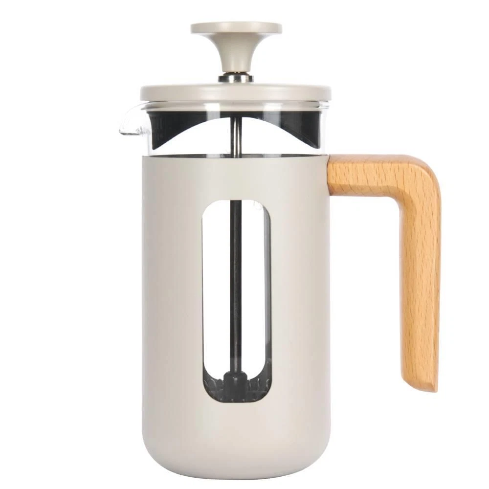 La Cafetière Pisa 3 Cup Cafetière Borosilicate French Press Wood Handle - Latte