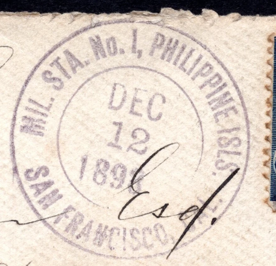 US PHILIPPINES UK 1898 U.S. 5¢ POSTAGE CANCELED MILITARY STATION #1 - Image 3 of 4