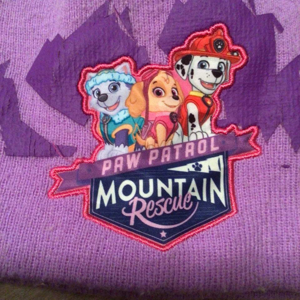 Paw Patrol Mountain Rescue Girls Beanie Cap Winter Hat Purple Nickelodeon 2016 - Image 2 of 4
