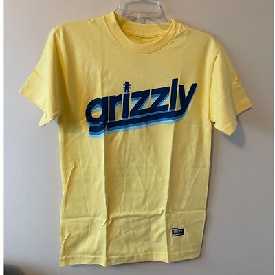 Grizzly Griptape Men's Yellow Retro Graphic Skateboard Tee Shirt Small