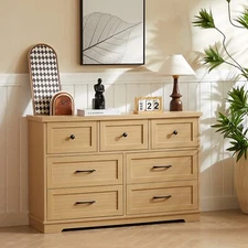 Natural Desser for Bedroom with 7 Drawers Organizer Storage Closet Chest Clothes