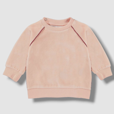 $45 Molo Baby's Girl's Pink Raglan Long-Sleeve Red Pipping Sweatshirt Size 6M
