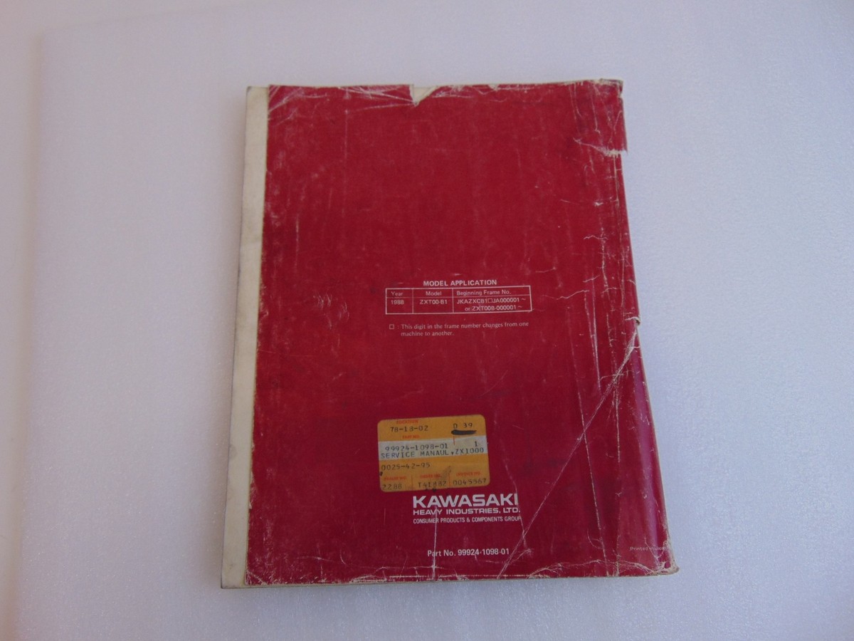 Kawasaki NINJA ZX-10 OEM FACTORY REPAIR SERVICE MANUAL 99924-1098