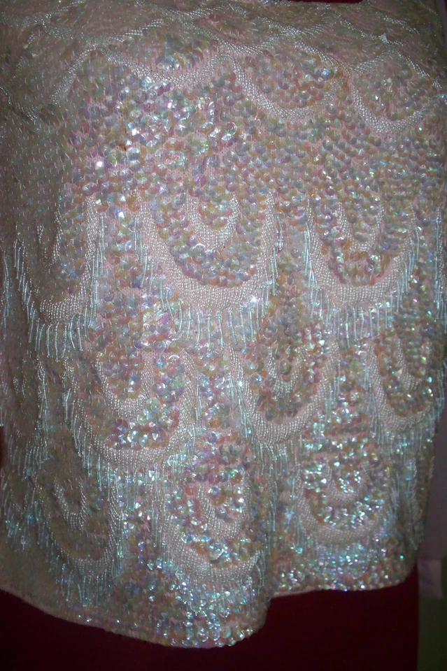 Blusa Top De Colección Años 50 Forecast AB Lentejuelas y Cuentas Rosa Movible Fiesta Talla 12 Foto 3 de 4