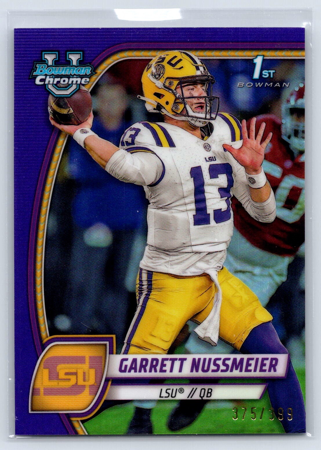 2024 Bowman University Chrome #5 Garrett Nussmeier Purple Refractor #/399