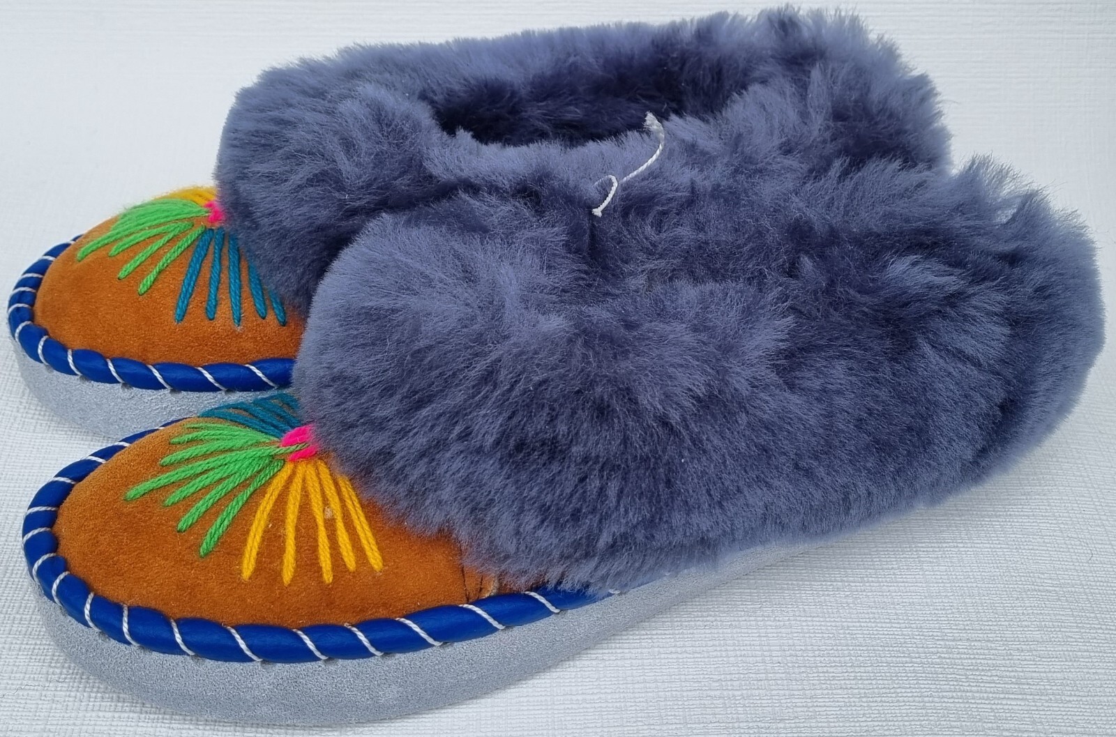 APL PELLICCIA DI AGNELLO PANTOFOLE calde mocassino taglia 39 NUOVE pelle di pecora pelle fatte a mano Vario*12