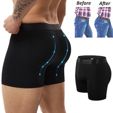 Mens Underwear Boxer Briefs Butt Enhancing Removable Pads Body Shaper Underwear
