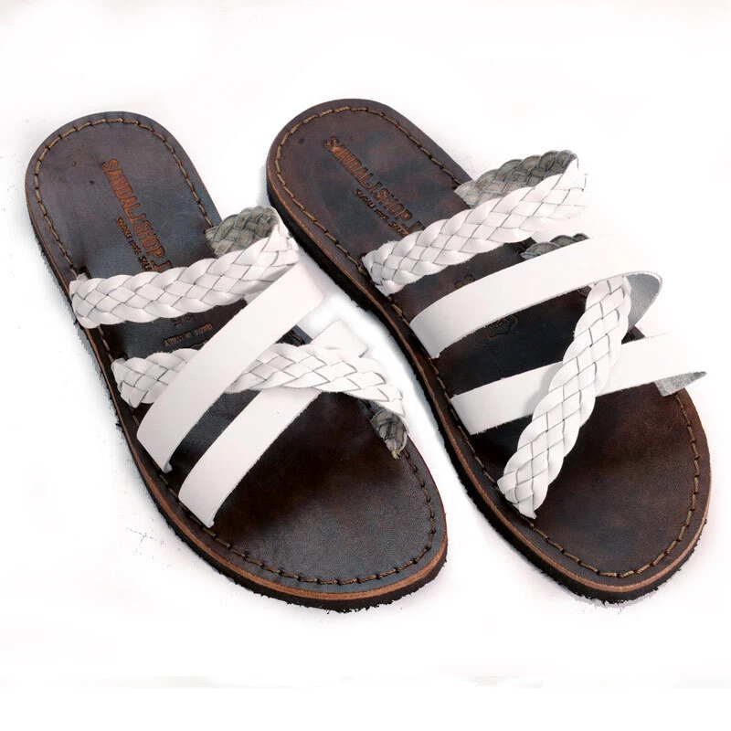 Ciabatte donna estive in PELLE made in Italy colore bianco per il