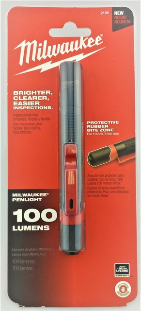 milwaukee 2105 aluminum 100 lumen pen light with clip