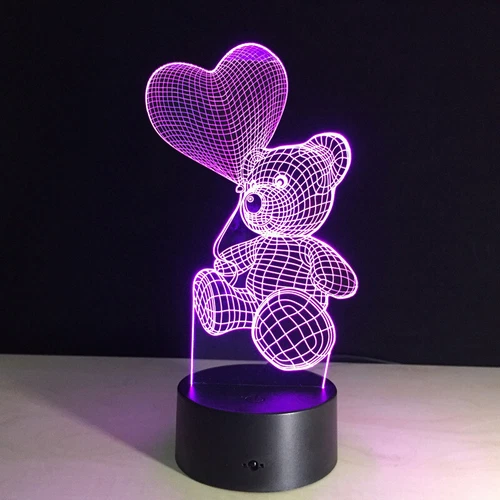 3D Illusion LED Night Light 7 Colours Bedroom Desk Kids Room Besides Decor Lamps - Picture 18 of 26