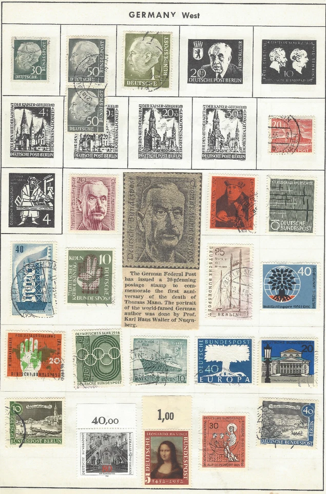 WEST GERMANY STAMP LOT ON ALBUM PAGE FRONT AND BACK - Image 2 of 3