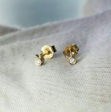 Diamond Cat Stud Earrings 14K Solid Gold Women Earrings Christmas Gift.