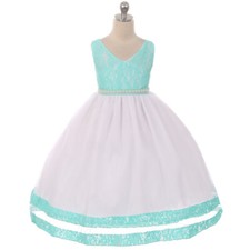 AQUA Size 10 Flower Girl Dress Recital Dance Wedding Bridesmaid Formal Party