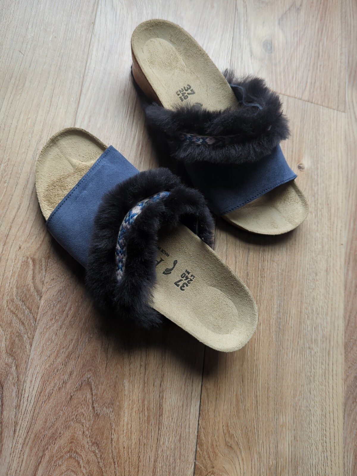 Birkenstock Papillio Amber Wedge Mule Sandals EU 37 Women 6-6.5 Fur Trim image 10