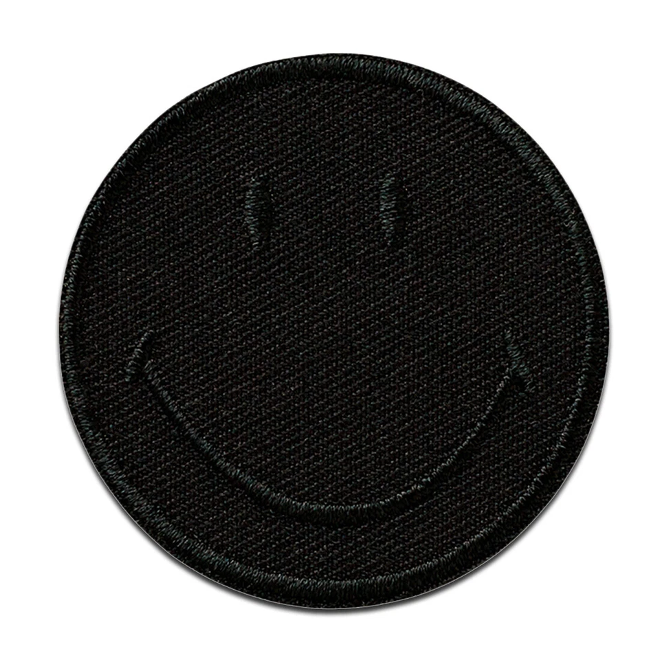 MONO-QUICK Smiley © Schwarz - Aufnäher, Bügelbild, Aufbügler, Größe: 5 x 5 cm