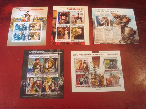 10 x NAPOLEON ON STAMPS II MINISHEETS - UNMOUNTED USED SOUVENIR MINIATURE SHEETS