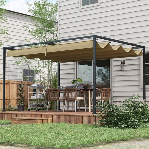 Pérgola metálica 3x2m con techo retráctil, gazebo de jardín toldo refugio para exteriores - Imagen 2 de 6