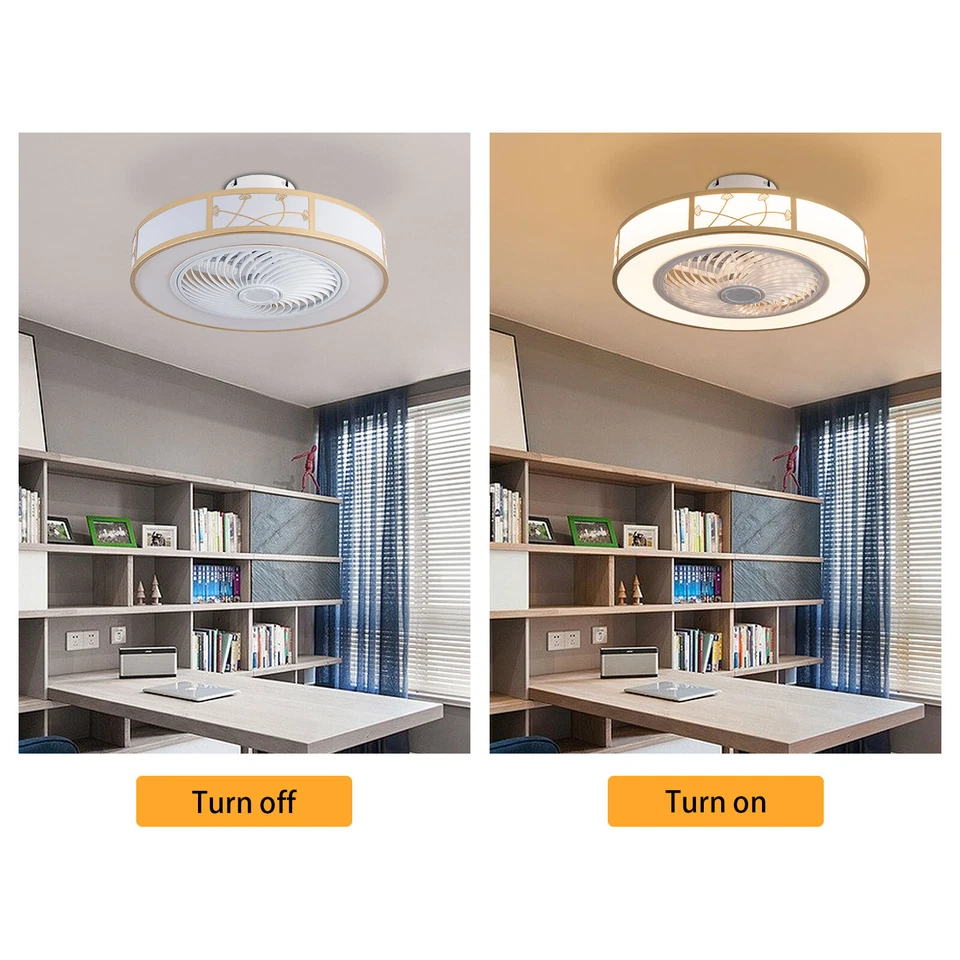 LED Ceiling Fan Light Caged Low Profile Ceiling Fan Lamp W/ Remote Control 40W - Image 4 of 4