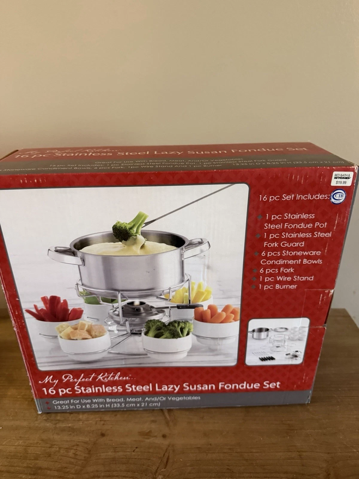 My Perfect Kitchen 16pc Stainless Steel Lazy Susan Fondue Set Cheese Chocolate