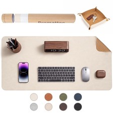 Premium Faux Leather Desk Mat  Tray Set  Innovative Cork-Look Printed Base  Gi...