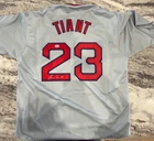 Luis Tiant Boston Autographed Baseball Jersey Grey (PSA)