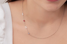 Personalized Birthstone initial necklace, Letter necklace, Gift For Mom, Her