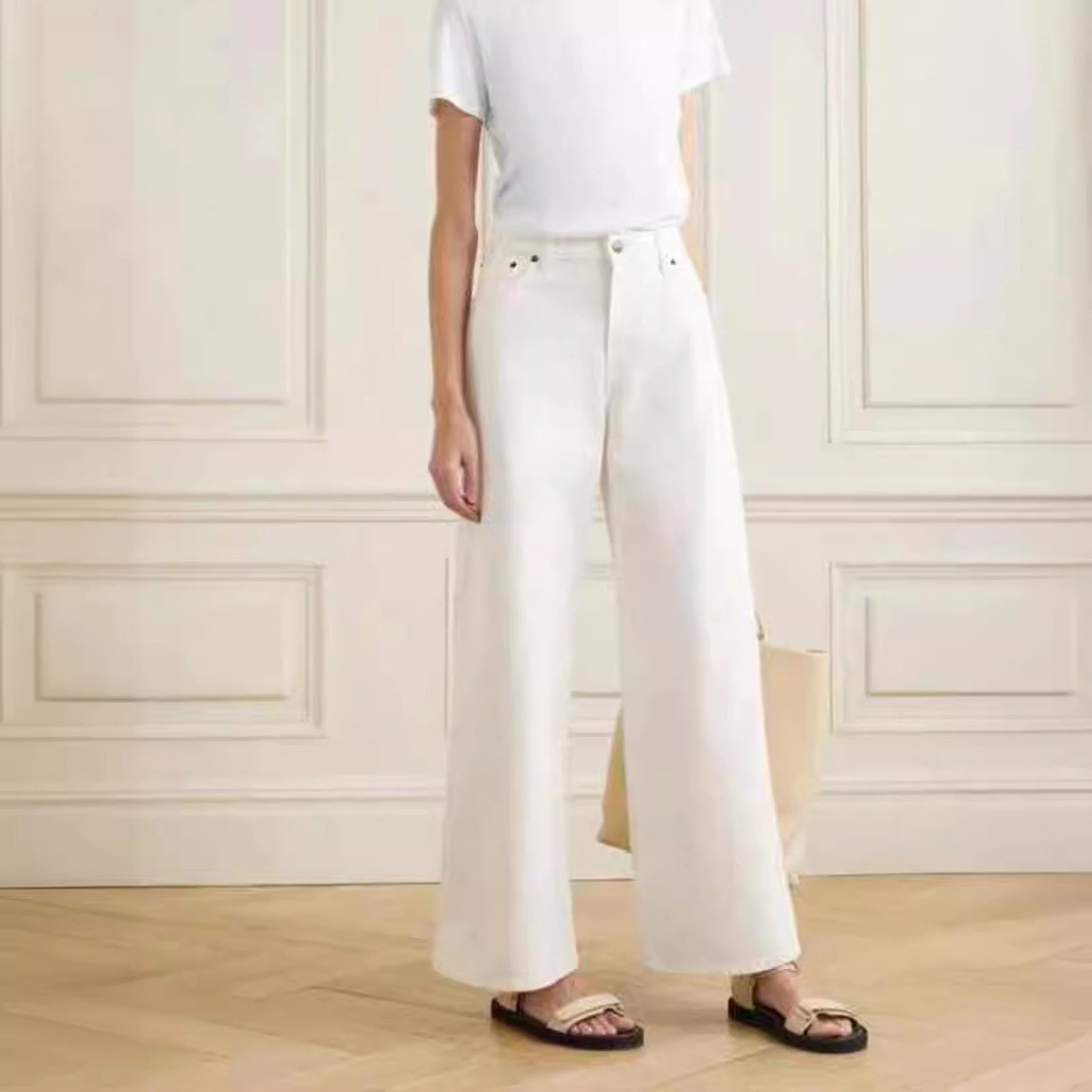 FILA Pantaloni dritti THE ROW donna primaverile cotone vita media larghi larghi larghi larghi