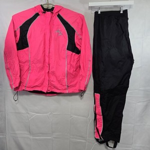 Harley Davidson Pink Black Rain Suit Hi Vis Motorcycle Riding Gear Womens Sz 2W