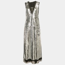 Stella McCartney Black Silk Crepe Sequin Maxi Dress M