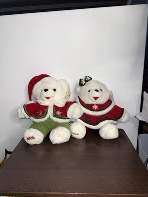 Snowflake Teddy Bears Set of 2 Christmas Plush 22  Vintage 2004/2005 DanDee