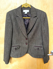 Jones New York Suit Brown Herringbone 2-Button Notch Lapel Lined Blazer 6