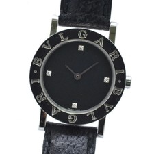 Reloj BLGARI Bulgari Bulgari Bulgari 4P esfera negra diamante correa de cuero para dama