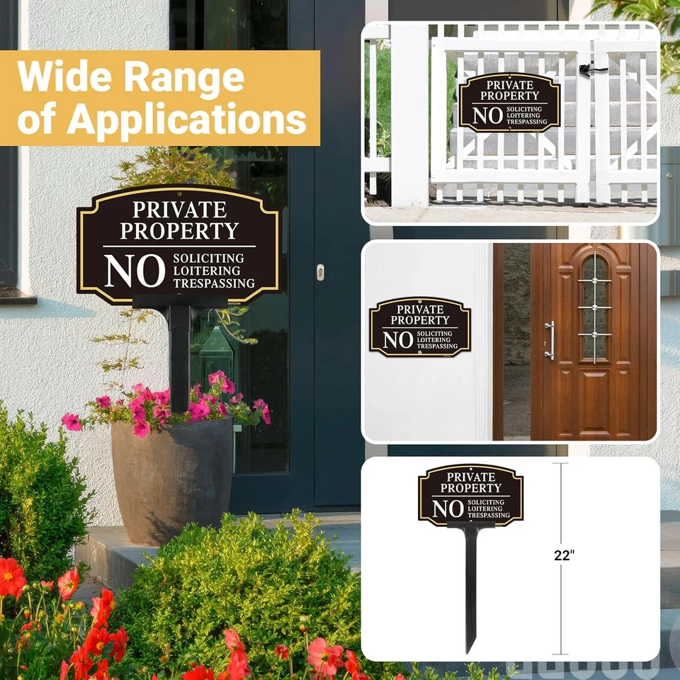 Letrero de propiedad privada sin intrusión con juego de estacas, sin letrero de solicitud para casa Foto 4 de 4