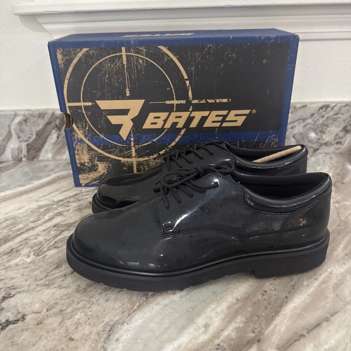 Bates Black High Gloss‎ Uniform Dress Oxford Lace Up Shoes E22141 Men’s SZ 10M Amazon.com | Bates Men main image 2