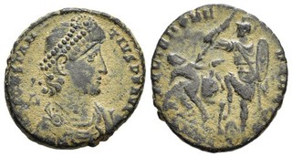 FITZ Münze Constantius II Centenionalis Late Roman Bronze Horseman ØEVS909