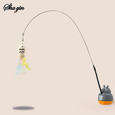 1PC Pet Small Cat Fishing and Cat Teasing Stick 360 Degree Rotation with Feather
