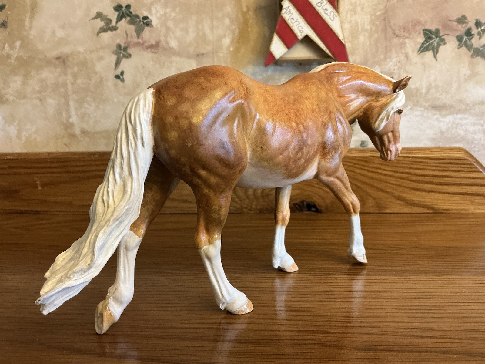 CUSTOM Breyer Dappled Palomino Pony / Horse - Artist: Jewel Nickel - 8.75” X 5”