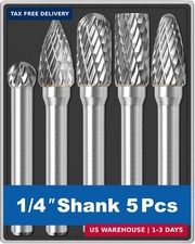 5 Pcs 1/4 Carbide Burr Set 1/4 Shank Die Grinder Bits Drill Bits Grinding Bits