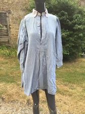 Antique pale blue peasant shirt weude work