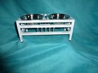 Elevated Feeding Station Small Dog/Cat Distressed Metal 2 stainless steel bowls — photo 1