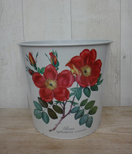 Vintage Metal Waste Paper Bin - Rose Design