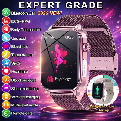 #ad 2026 New ECGPPG Monitoring Smart Watch Women Blood Pressure Blood Lipid Uric Ac AU $62.43